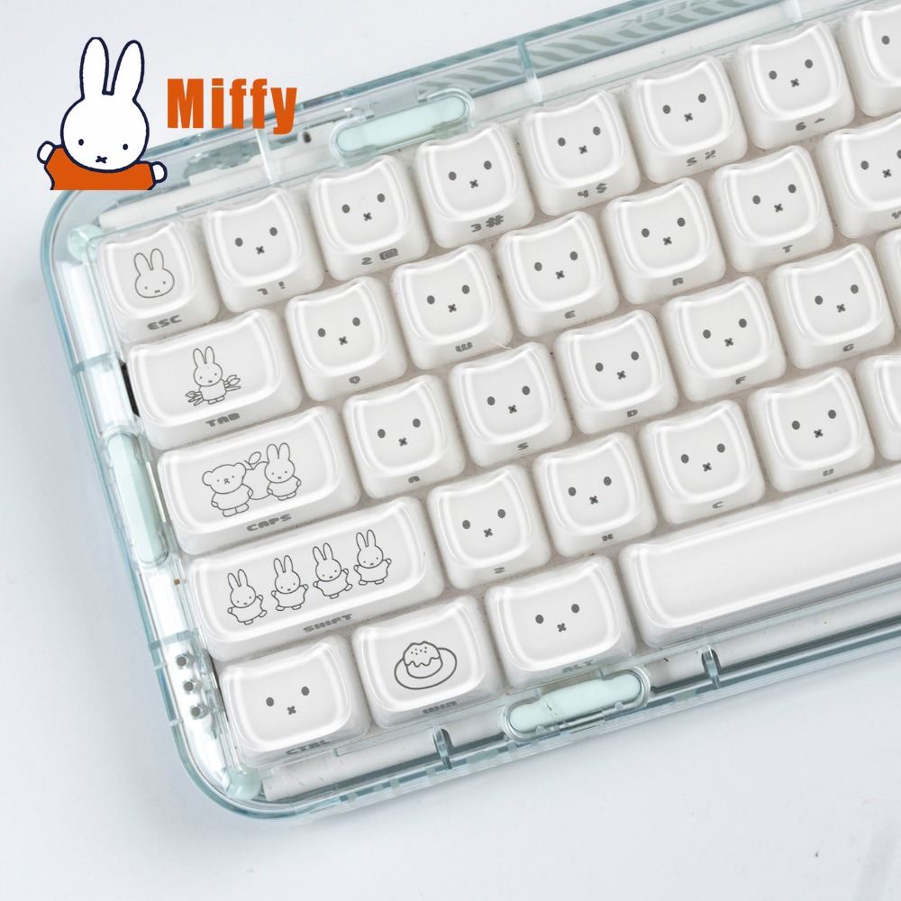 Gaming Keyboard Ergo - Kawaii Miffy Keycaps Sevimli Tavşan Anahtar
