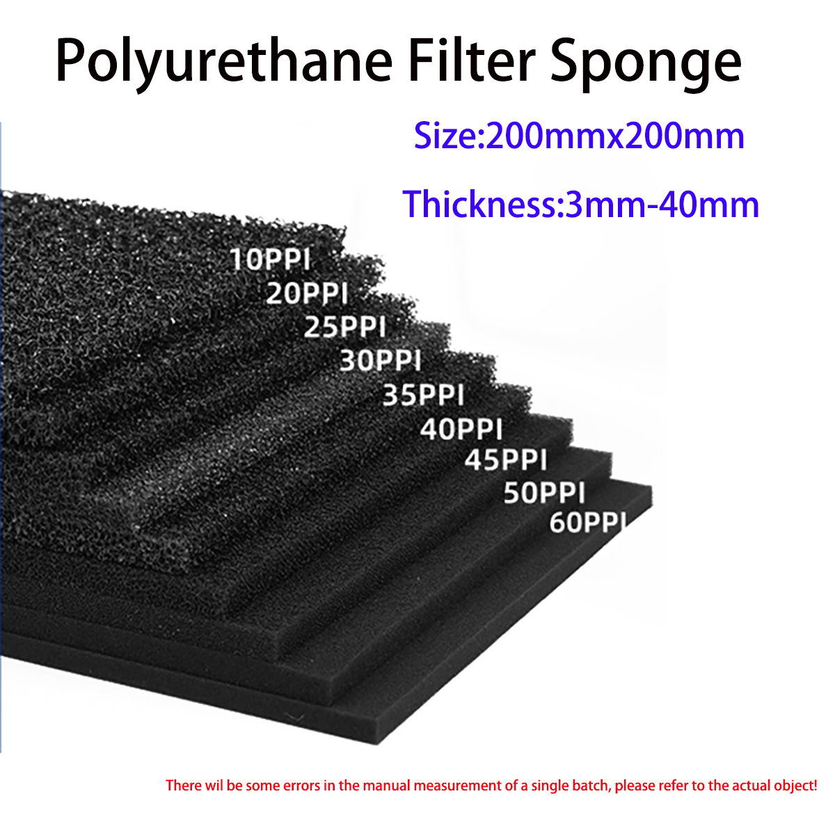Polyurethane Foam Sheet - 200x200mm Toz Geçirmez Alev Geciktirici Filtre