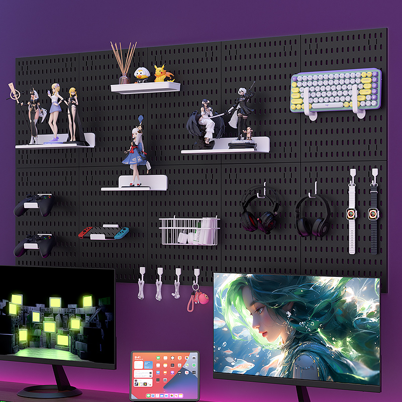 Gaming Keyboard And Mouse - Oyunlar için Yapışkanlı Pegboard Rafı –