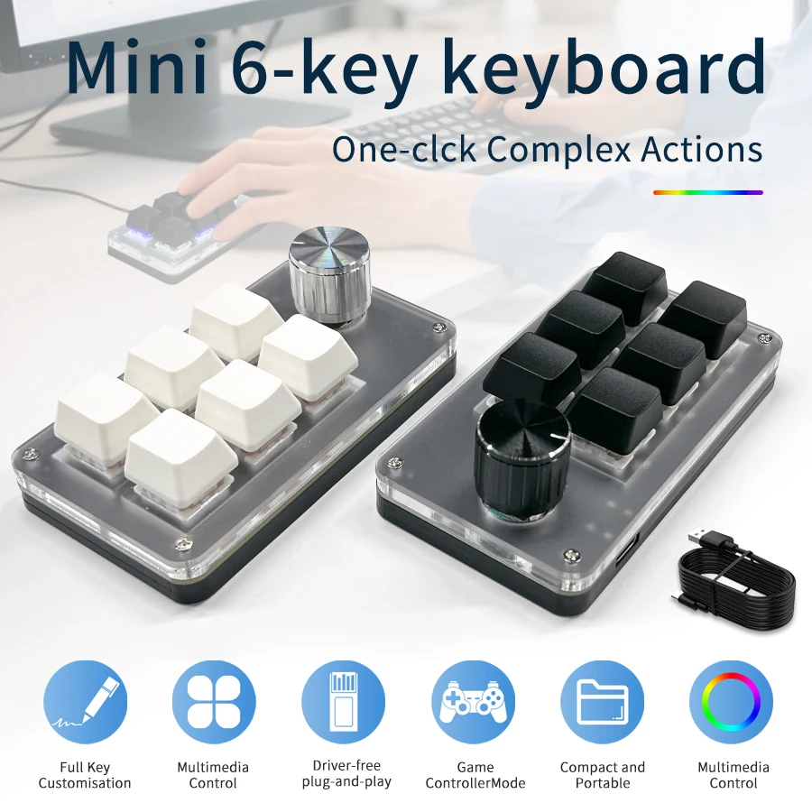 Gaming Keyboard Hot Swappable - RGB 6 Tuşlu 1 Düğmeli Özel