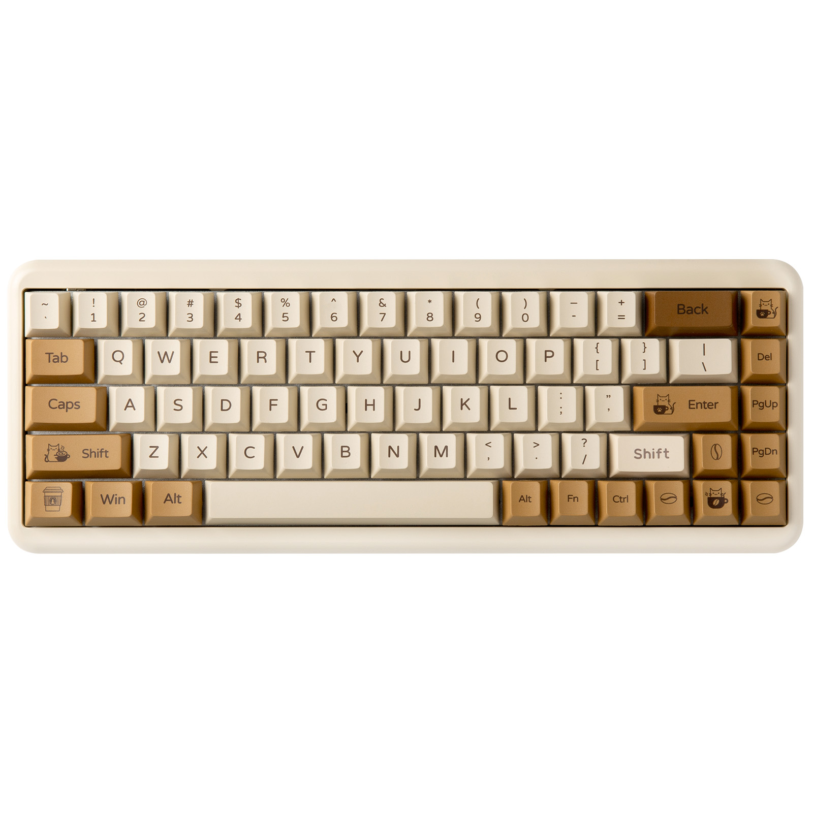 Gaming Keyboard Extension - YUNZII Coffee Cat PBT Tuş Başlıkları,