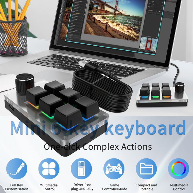 RGB 6 Tuşlu 1 Düğmeli Özel Kab - Gaming Keyboard Hot Swappable incelemesi ve fiyatı