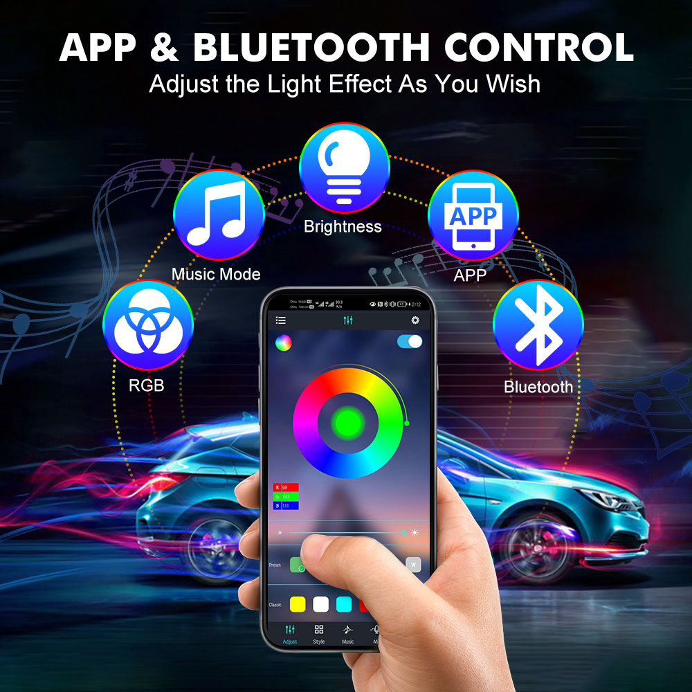 Neon LED İç Araba Işık APP Müz - Rgb Underglow Strip incelemesi ve fiyatı
